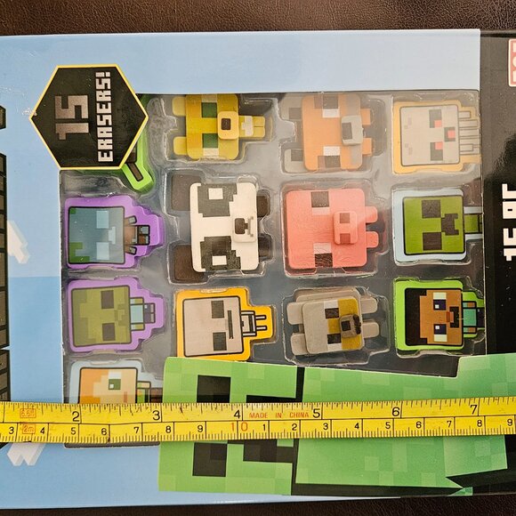 Minecraft  15 piece Eraser Set New in Box - Picture 3 of 4